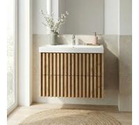 Meuble de salle de bain 80 x 56 x 46 cm chêne mat avec lavabo SAT Delano suspendu (DELANO80ZDUM)