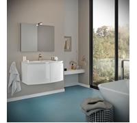 Kiamami Valentina - Meuble de Salle de Bain 80 cm avec façade courbée et Deux Portes Blanc Brillant | Garda