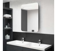 Meuble de salle de bain à DEL de 60 cm - Armoire et rangement gris brillant pour maison moderne - Design mural élégant - Organiseur peu encombrant pour salles de bains élégantes