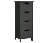 Meuble De Salle De Bain, Armoire Sur Pied, Avec 4 Tiroirs, Style Moderne, Noir D'encre Noir