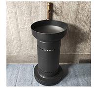 Meuble de Salle de Bain autoportant avec lavabo et Vasque, sur Pied, Brillant, sous Meuble, 47 x 43 x 87 cm, Argent, sans Miroir (Noir sans Miroir)
