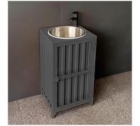 Meuble de salle de bain autoportant industriel avec évier en acier inoxydable 46 x 46 x 85 cm Gris foncé Meuble de rangement pour espaces commerciaux
