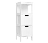 Meuble de Salle de Bain,avec 2 Tiroirs Réglable Style Moderne Bois pour Salle de Bains Salon Chambre Cuisine, Blanc-Mondeer