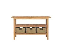 Meuble de salle de bain avec 3 paniers Teck solide 132x45x75 cm