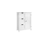 Meuble de Salle de Bain avec 3 Tiroirs et 1 Placard 60 x 30 x 81 cm, Blanc BBC49WT