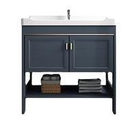 Meuble de salle de bain avec dessus d'évier - Évier simple - Lavabo sur pied - Lavabo à main avec étagères de rangement - Idéal pour le jardin, le garage, le camping - Station de lavage des mains (