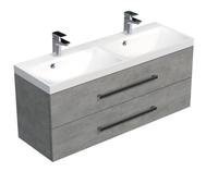 Meuble de salle de bain avec double vasque Naturel Cube Way 120x53x40 cm béton (CUBE2120ZBE)