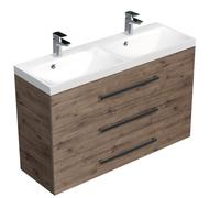 Meuble de salle de bain avec double vasque Naturel Cube Way 120x76,5x40 cm chêne Wellington (CUBE21203DW)