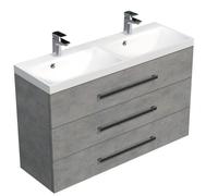 Meuble de salle de bain avec double vasque Naturel Cube Way 120x76,5x40 cm, couleur béton (CUBE21203BE)