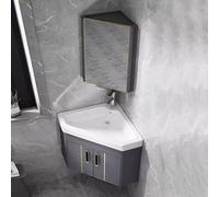 Meuble de salle de bain avec évier et miroir, meuble d'angle mural, meuble de salle de bain avec robinet d'eau chaude et froide et évacuation, meuble de salle de bain avec bac de rangement (taille : 4