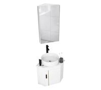 Meuble de Salle de Bain avec Lavabo, Armoires de Salle de Bain avec Miroir Meuble d'angle Suspendu avec Robinet pour Petits Espaces, Toilettes d'Invités(38(15''))