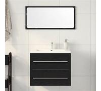 Meuble de salle de bain avec lavabo chêne noir 60x38,5x48 cm Noir G