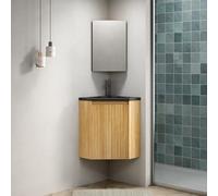 Meuble de salle de bain avec lavabo suspendu de 38 cm, meuble de salle de bain avec bac d'intégration noir mat et 1 porte