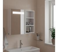 Meuble de salle de bain avec miroir et lumière LED blanche 60 x 13 x 52 cm, design élégant fonctionnel, matériau en bois d'ingénierie durable et résistant à l'humidité, grand espace