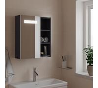 Meuble de salle de bain avec miroir et lumière LED grise 45 x 13 x 52 cm, design élégant et fonctionnel, matériau en bois d'ingénierie durable et résistant à l'humidité, grand espace