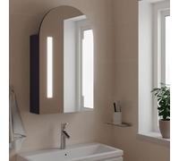 Meuble de salle de bain avec miroir LED et étagères réglables, armoire murale avec lumière pour toilettes, design élégant en bois, ingénierie résistante à l'humidité, nettoyage facile