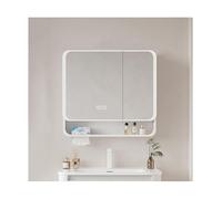 Meuble de salle de bain avec miroir lumineux et rangement mural ou encastré pour toilettes Blanc (l110 cm x H70 cm) - Solution de lavabo moderne