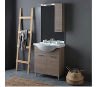 MEUBLE DE SALLE DE BAIN AVEC PIEDS CHROMÉS 75CM CHÊNE NATUREL | RIMINI