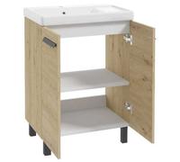 Meuble de salle de bain avec vasque avec bonde 80x60cm Chêne artisan Bonita