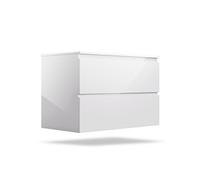 Meuble de Salle de Bain avec vasque en céramique 80 cm avec meuble de rangement Meuble Lavabo Blanc brillant