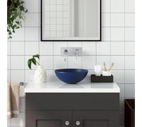 Meuble de Salle de Bain avec Vasque,Lavabo de salle de bain Céramique Bleu foncé Rond,Meuble Lave Main Wc pour Cuisine, Wc d'invités