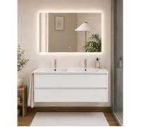 Meuble de salle de bain avec vasque ORIGENBATH IBIZA sans miroir 120x45 cm double vasque blanc nordique