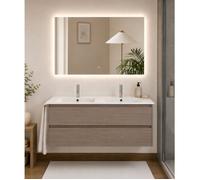 Meuble de salle de bain avec vasque ORIGENBATH IBIZA sans miroir 120x45 cm double vasque chêne smoky