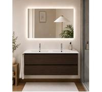 Meuble de salle de bain avec vasque ORIGENBATH IBIZA sans miroir 120x45 cm double vasque frêne tea