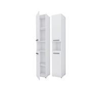 Meuble de salle de bain Bagnoli SLIM I blanc mat - Meuble sur pied, colonne de salle de bain, étagère, L: 30 cm, H: 174 cm