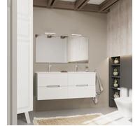 MEUBLE DE SALLE DE BAIN BLANC ET GRIS 120CM, 4 TIROIRS, DOUBLE LAVABO | MAGNOLIA