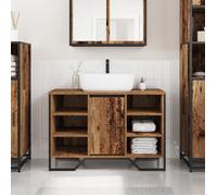 Meuble de salle de bain - Bois ancien - 91x35x60 cm - Vintage - A monter soi-même