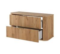 Meuble de salle de bain - Chêne Craft - 80,4 x 51,7 x 41,5 cm - 2 tiroirs - Poignée dorée - MDF et laminé