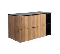 Meuble de salle de bain - Chêne Craft / Noir - 100 x 57 x 46 cm - Style moderne - A suspendre