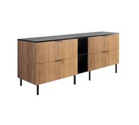 Meuble de salle de bain - Chêne Craft - Noir - 140 x 57 x 46 cm - 4 tiroirs - Montage facile