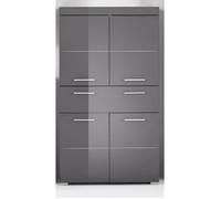 Meuble de salle de bain Colonne double - 4 portes + 1 tiroir - L73 x P31 x H130 cm - Gris - AMANDA