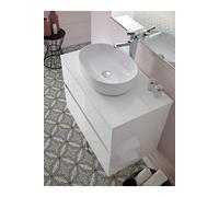 Meuble de salle de bain coloris blanc avec vasque à poser en ceramique - Longueur 60 x Profondeur 46 x Hauteur 56 cm --