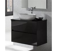 Meuble de salle de bain coloris noir avec vasque à poser en ceramique - Longueur 100 x Profondeur 46 x Hauteur 56 cm --
