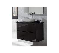 Meuble de salle de bain coloris noir avec vasque à poser en ceramique - Longueur 100 x Profondeur 46 x Hauteur 56 cm --