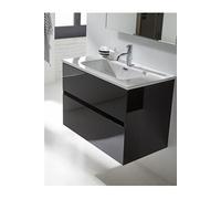 Meuble de salle de bain coloris noir avec vasque moulee en ceramique - Longueur 100 x Profondeur 46 x Hauteur 56 cm -PEGANE- noir