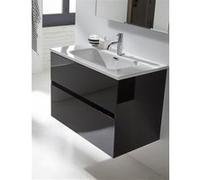 Meuble de salle de bain coloris noir avec vasque moulee en ceramique - Longueur 100 x Profondeur 46 x Hauteur 56 cm -PEGANE- noir