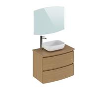 Meuble de salle de bain coloris placage chene en melamine - Longueur 81 x profondeur 46 x Hauteur 85 cm --