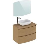 Meuble de salle de bain coloris placage chene en melamine - Longueur 81 x profondeur 46 x Hauteur 85 cm -PEGANE- Chene G