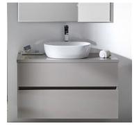 Meuble de salle de bain coloris taupe avec vasque à poser en ceramique - Longueur 100 x Profondeur 46 x Hauteur 56 cm -PEGANE- taupe