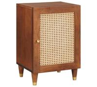 Meuble de Salle de Bain Compact en Bois de Manguier Massif avec Portes Marron et Étagère Ajustable, Rangement Élégant pour Intérieurs Modernes, Design