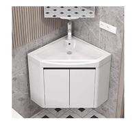 Meuble de salle de bain d'angle avec lavabo et robinet en céramique pour espaces compacts