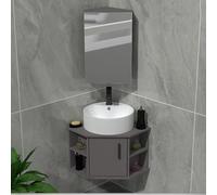 Meuble de salle de bain d'angle avec miroir et lavabo mural - Design petits espaces pour lavabo à main
