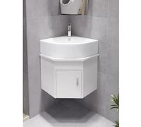 Meuble de salle de bain d'angle mural avec évier en céramique et robinet chromé pour solutions de petit espace