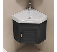 Meuble de salle de bain d'angle mural avec évier, petit évier en céramique, robinet chaud et froid, ensemble de vanités de salle de bain pour petit espace.