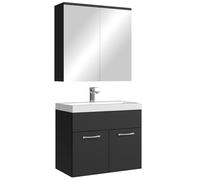 Meuble de Salle de Bain de Montreal 01 60cm avec Miroir Armoire Noir Mat - Armoire de Rangement Meuble lavabo evier Meubles