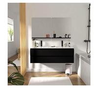 Meuble de Salle de Bain Double Vasque 120 cm Noir + 2 miroirs Sorrento